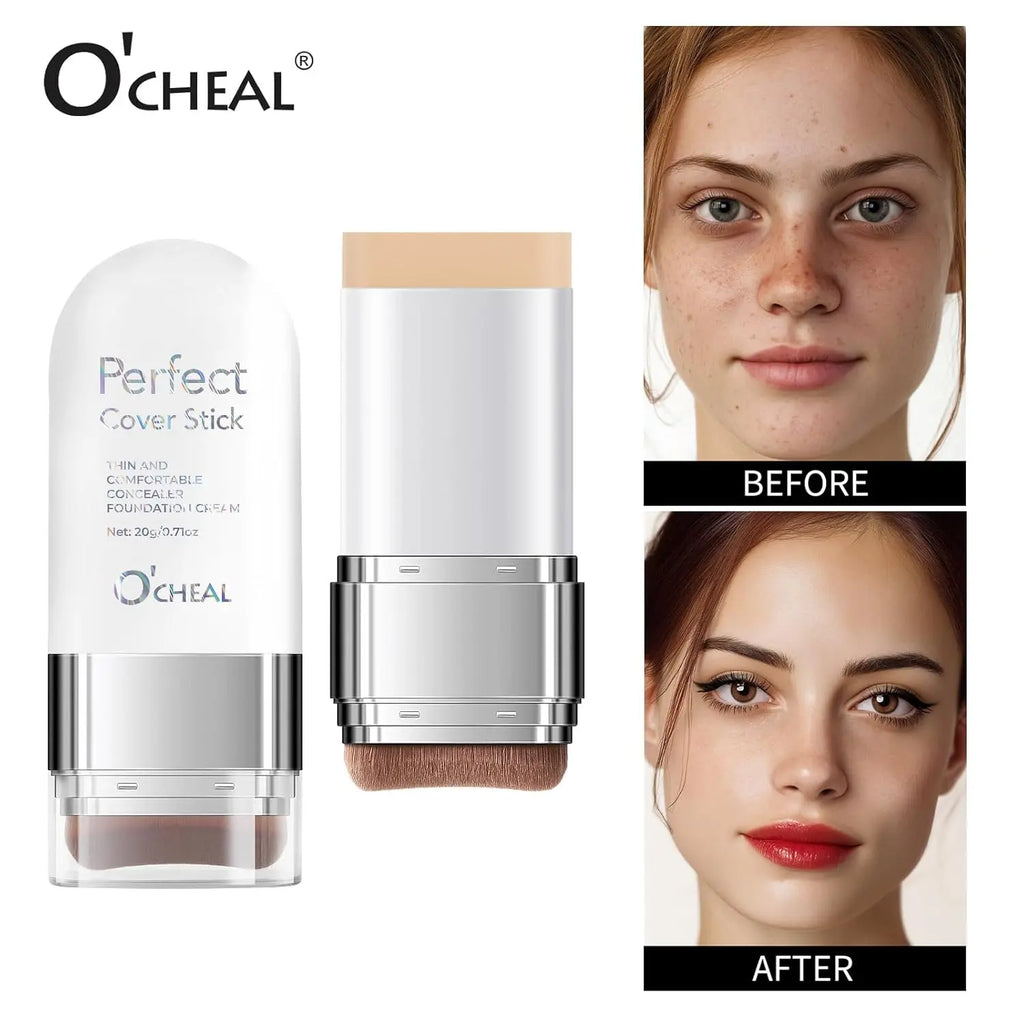 6-Color Dual-Ended 2-In-1 Concealer Foundation Stick: Waterproof, Sweat-Proof, Long-Lasting, Shine-Free Matte Natural Coverage, Covers Dark Circles and Acne Marks, Multi-Use for Highlighting & Nose Contour, Versatile Daily Makeup Tool & Perfect Daily Gift