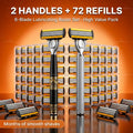 Men’s 6-Blade Precision Luxury Razor Set [2 Handles + 72 Blade Refills] – Ultra-Smooth Shaving & Grooming Kit