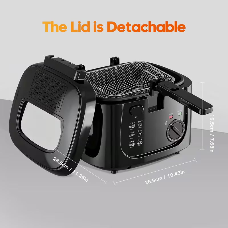 UCB "Aura Chef Pro 1500" 1500W Electric Deep Fryer with Viewing Window & Non-Stick Basket (2.5L / 84.5 oz)
