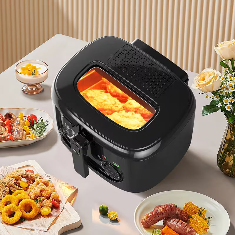 UCB "Aura Chef Pro 1500" 1500W Electric Deep Fryer with Viewing Window & Non-Stick Basket (2.5L / 84.5 oz)
