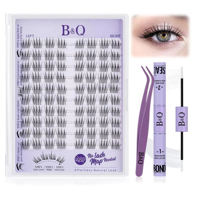 【Deals for You】Flora Natural C Curl Kit - 120Pcs 8-18Mm Eyelash Cluster DIY Springtok Lash Extensions at Home Makeup Cosmetic with Natural Lash Look
