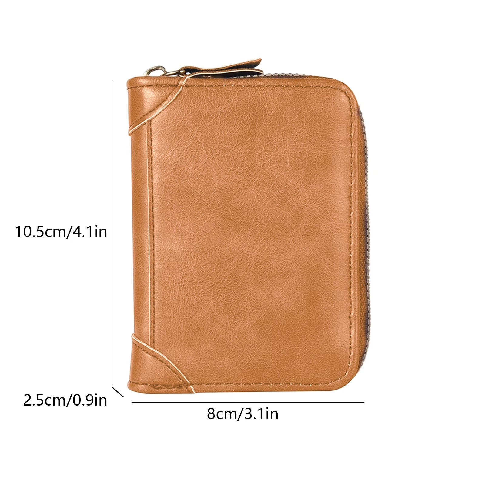 Leather Credit Card Holder Wallet RFID Blocking Secure Card Case ID Case Organizer Zipper Wallet,Zipper Card Cases Holder for Women Man Khaki