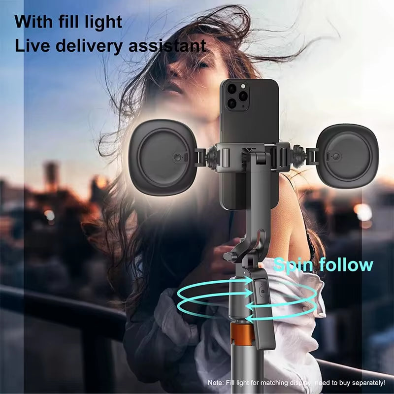 2025 Portable Q13 Intelligent AI Face Tracking Cell Phone Holder Selfie Stick with Tripod with Remote Controller and Fill Lamps