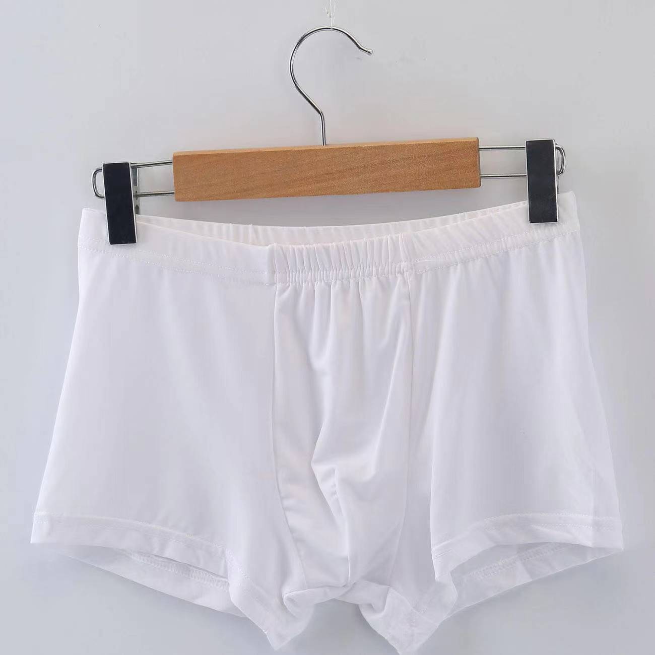 Men'S Ice Silk Solid Color Boxer Shorts