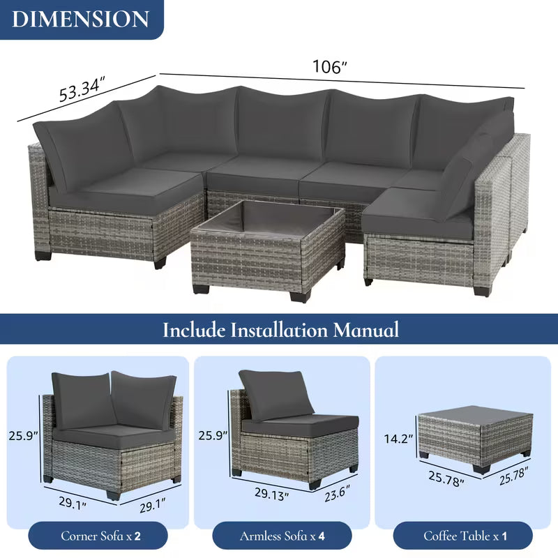 UCB "Aura Executive" All-Weather Modular Patio Sectional Suite