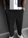 Men's New Simple Lapel Short-sleeved Shirt with Trousers Suit