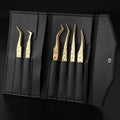 6 Pcs High-Precision False Eyelash Tweezers Set for Beginner Fake Eyelash Extension Individual Curved Strip Nail Art Makeup Tool