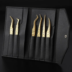 6 Pcs High-Precision False Eyelash Tweezers Set for Beginner Fake Eyelash Extension Individual Curved Strip Nail Art Makeup Tool