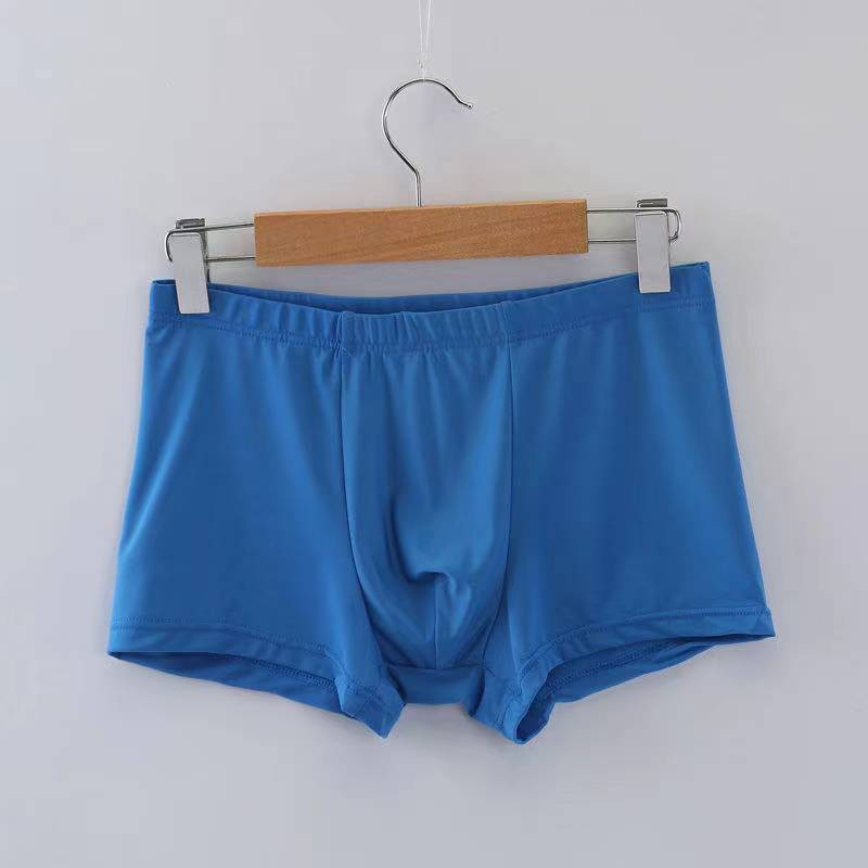 Men'S Ice Silk Solid Color Boxer Shorts