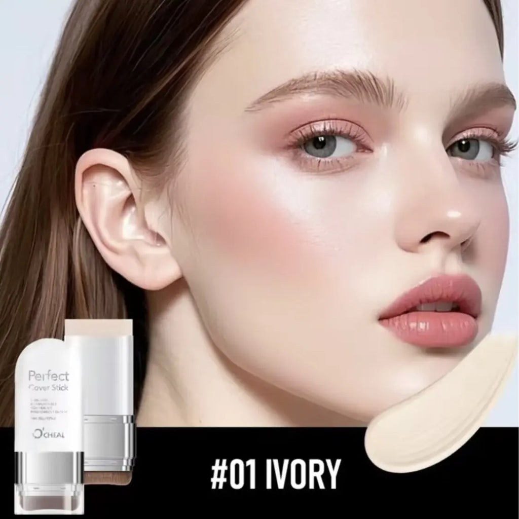 6-Color Dual-Ended 2-In-1 Concealer Foundation Stick: Waterproof, Sweat-Proof, Long-Lasting, Shine-Free Matte Natural Coverage, Covers Dark Circles and Acne Marks, Multi-Use for Highlighting & Nose Contour, Versatile Daily Makeup Tool & Perfect Daily Gift