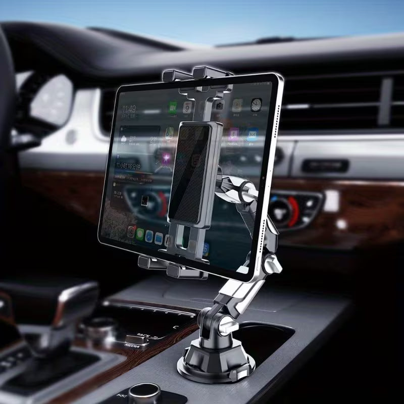 Gentleman Boutique "Aura Command Arm" Heavy-Duty Robotic 360° Cup Holder Car Mount for Tablets & Phones (4.7"–13")