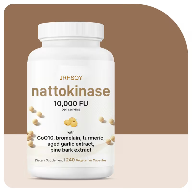High-Potency Nattokinase 10,000 FU Cardiovascular & Circulation Complex – 240 Veggie Caps (with CoQ10 & Aged Garlic)