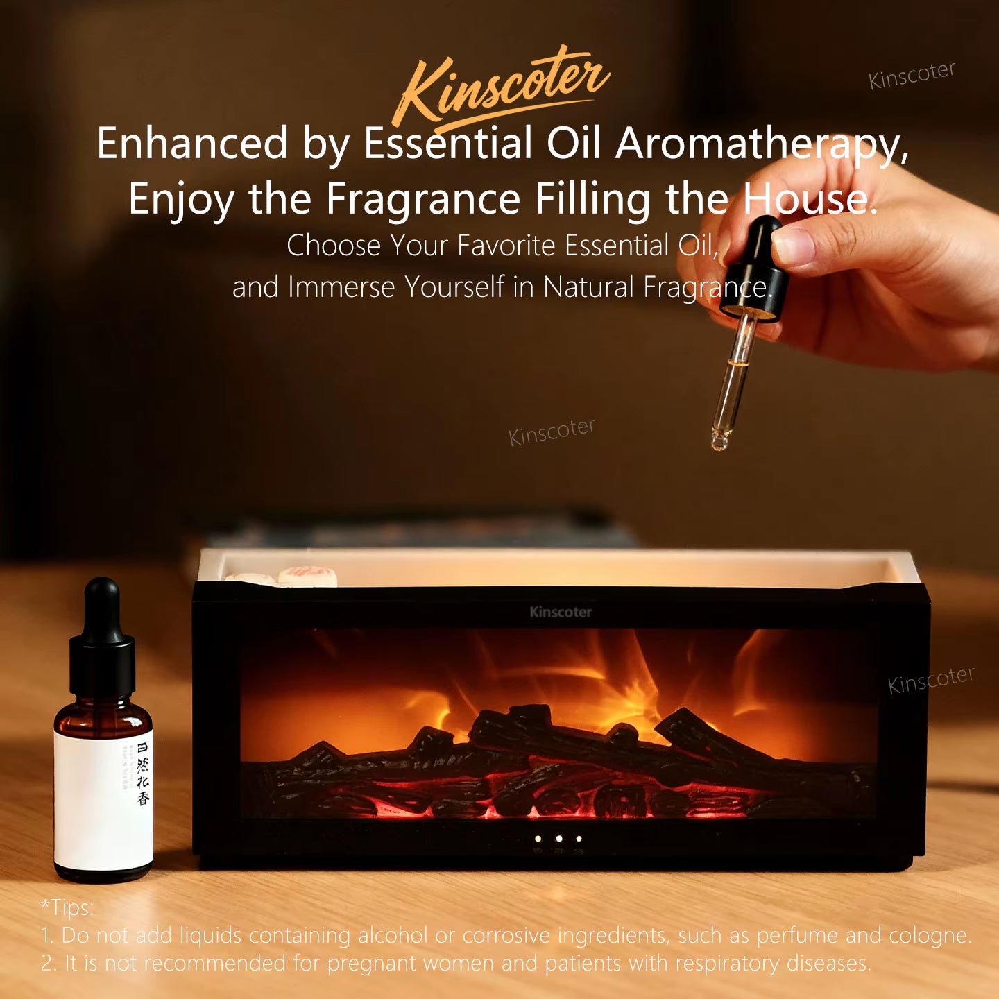 The Royal Hearth Aroma Diffuser 150ml Intelligent Fireplace Mist & Ambient Light System