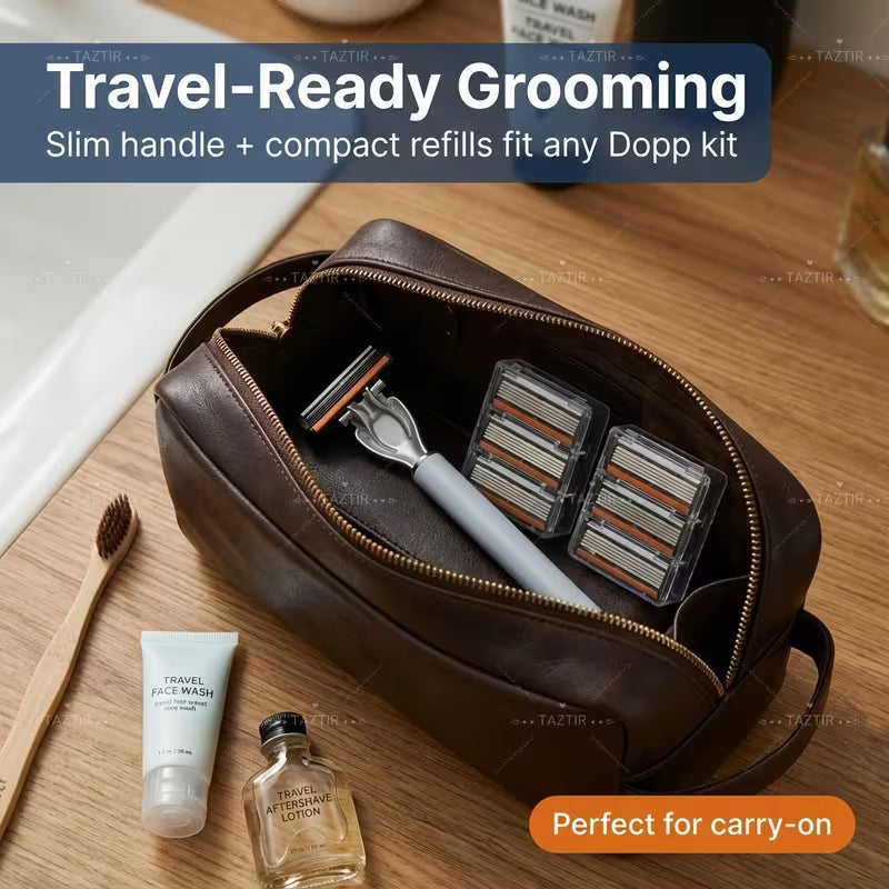 Men’s 6-Blade Precision Luxury Razor Set [2 Handles + 72 Blade Refills] – Ultra-Smooth Shaving & Grooming Kit
