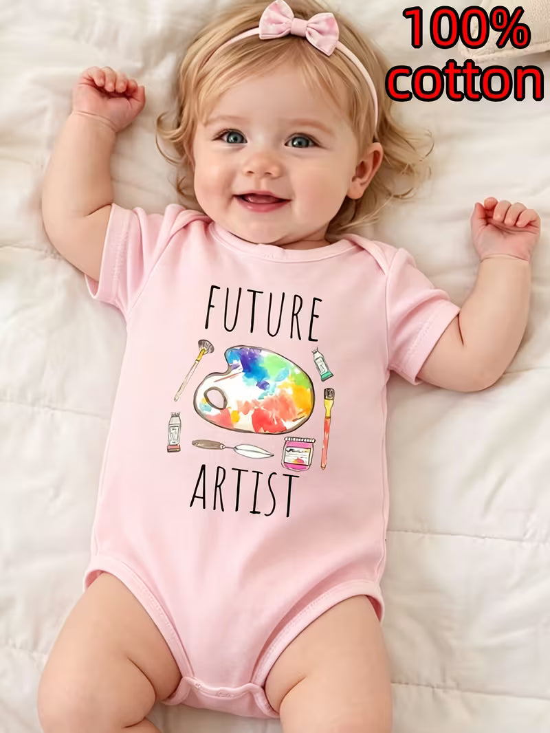 Miss Diva "Little Artist" Graphic Newborn Cotton Bodysuit Onesie