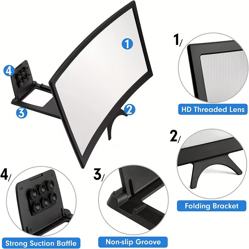 UCB "Aura View 16" 16-Inch HD Curved Phone Screen Magnifier & Foldable Stand