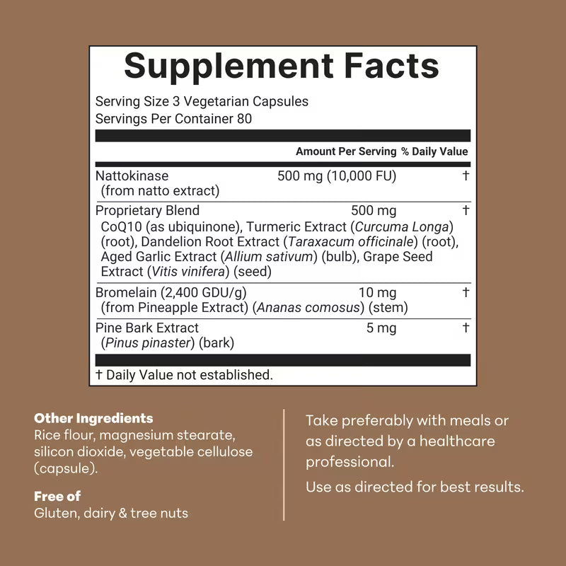 High-Potency Nattokinase 10,000 FU Cardiovascular & Circulation Complex – 240 Veggie Caps (with CoQ10 & Aged Garlic)