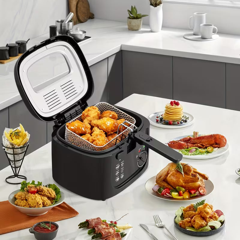 UCB "Aura Chef Pro 1500" 1500W Electric Deep Fryer with Viewing Window & Non-Stick Basket (2.5L / 84.5 oz)