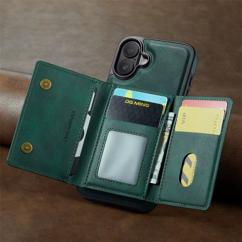 Premium Luxury Wallet Phone Case with Zipper 2 in 1 Detachable Wallet Case with Multi Card Slots for Iphone16 15 14 Pro Max