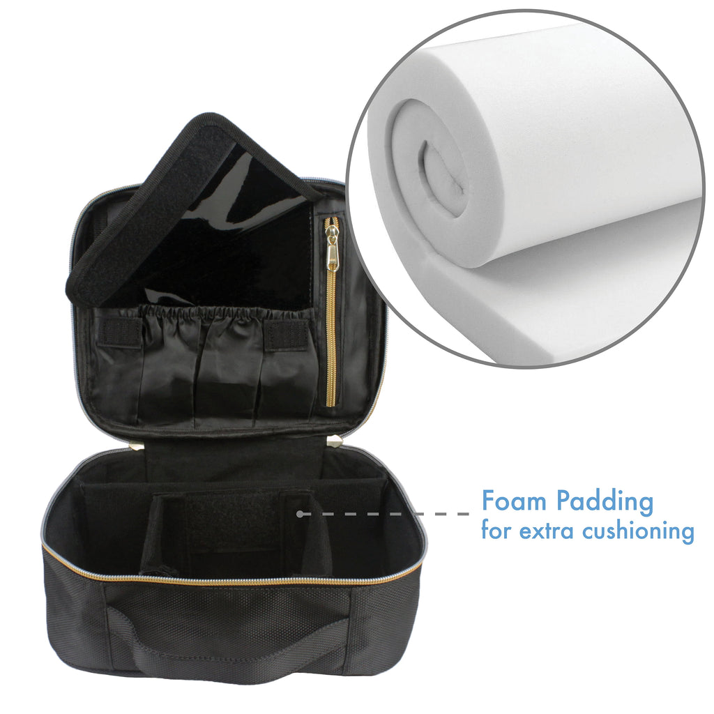 Travel Makeup Case, Adjustable Divider Makeup Bag, Black