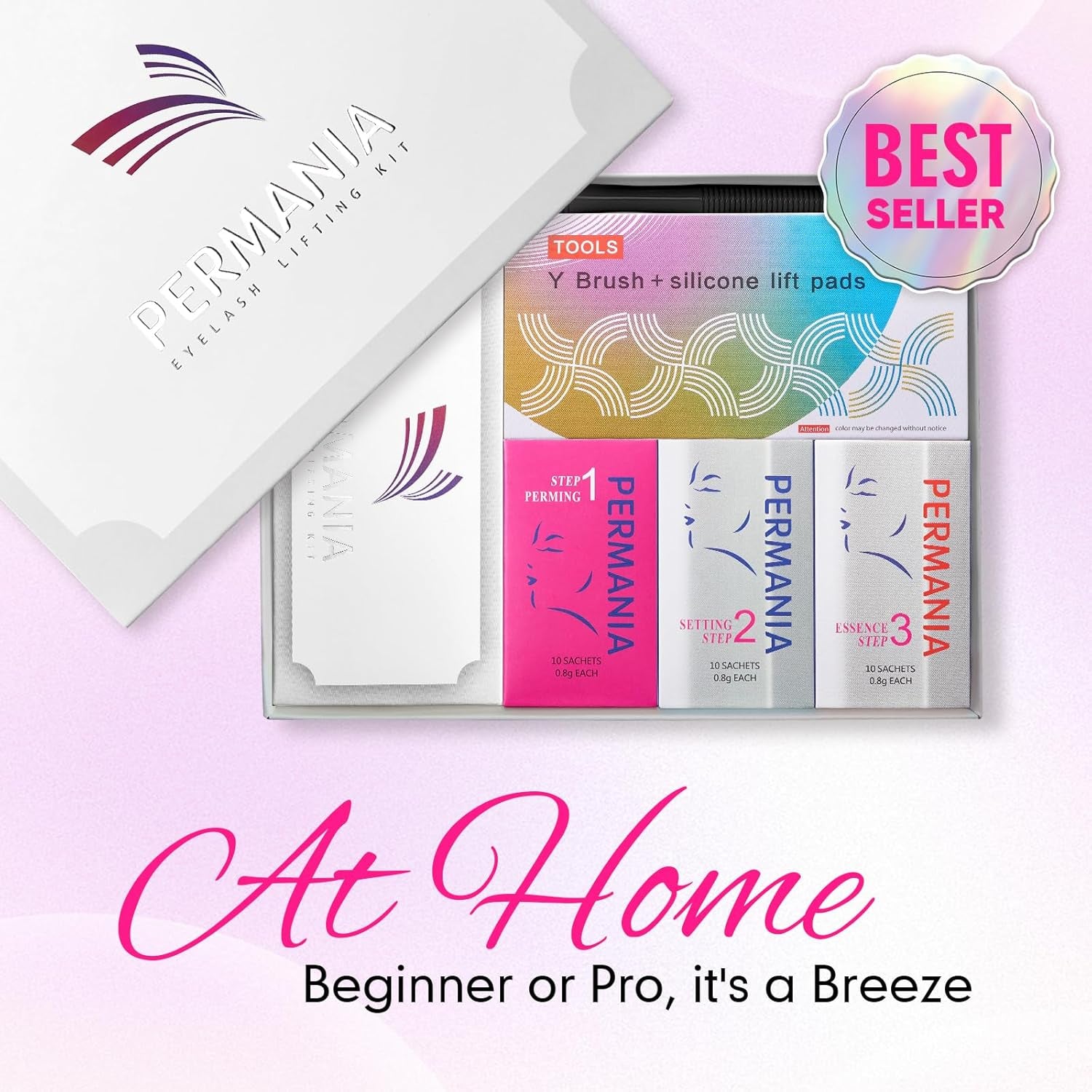 Lash Lift Kit, Lash Perm Kit, Fast Eyelash Lifting 5 Minutes DIY at Home with Strong Glue Disposable Sachet Lash Lifting Kit Last 6 Weeks (30Pcs）