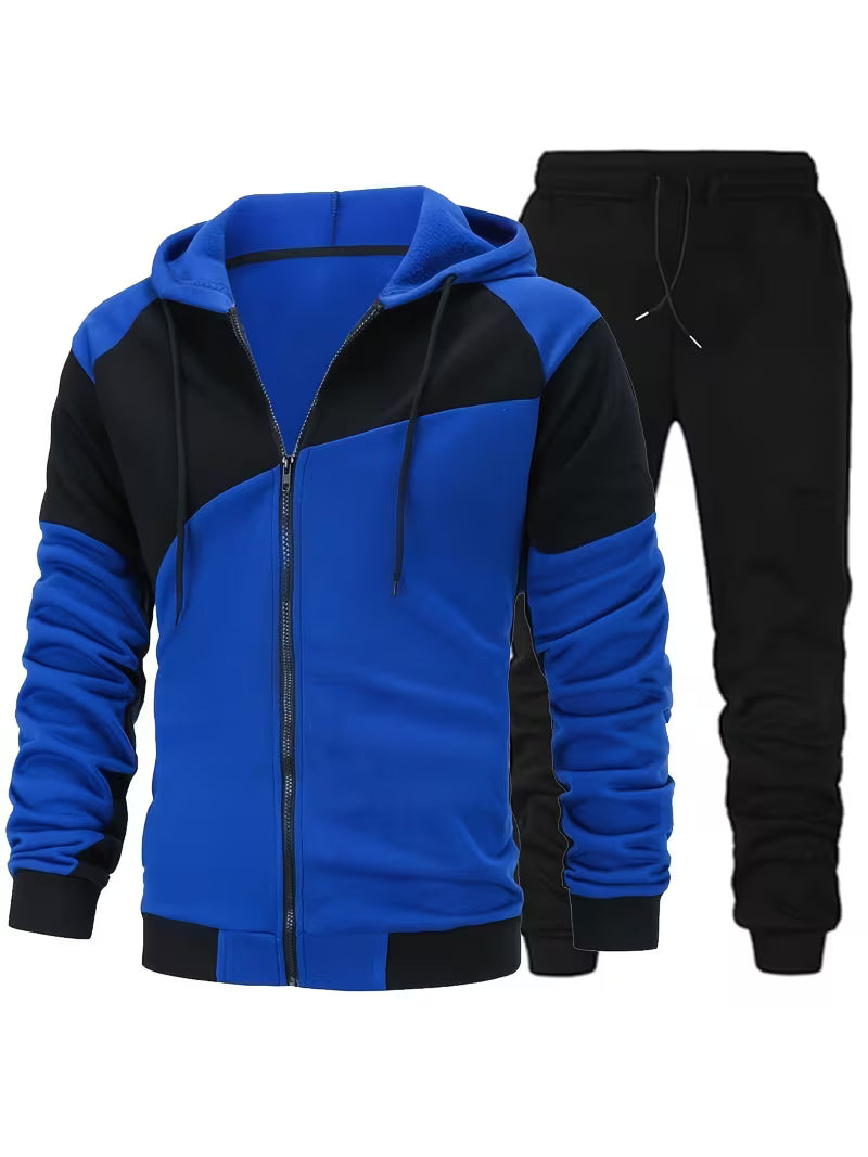 Men’s 2-Piece Fleece Zip Tracksuit Set – Heavyweight Casual Hoodie & Athletic Joggers
