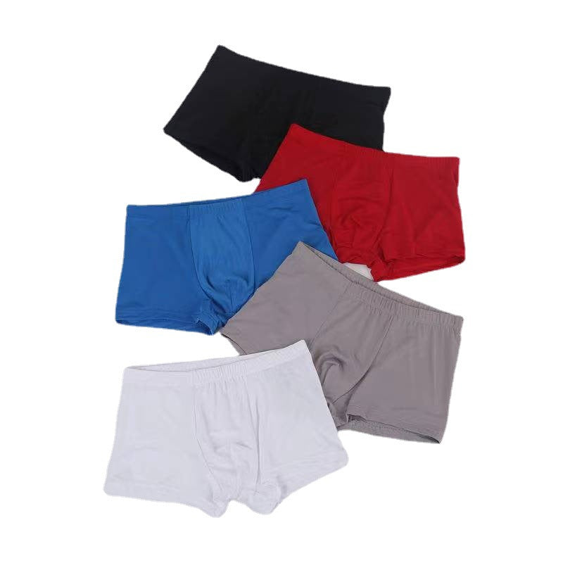 Men'S Ice Silk Solid Color Boxer Shorts