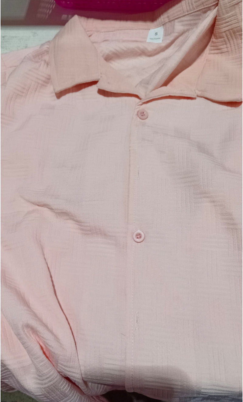 Leisure Breathable Beach Two Piece Suits Mens Summer Casual Short Sleeve Shirt and Shorts Men Outfits Vintage Textured Solid Set