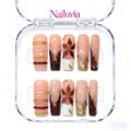 Nailuvia Bangle Nail D082 Mid-Square (1.3 Inch) 10Pcs Bangle Nails Y2K Sweet Cool Luxury Style Handmade Acrylic Press on Nails, 1.3 Inch Medium Square Shape, with a Smooth, Glossy Finish for a Comfortable Fit,Valentine'S Day, Reusable and Durable