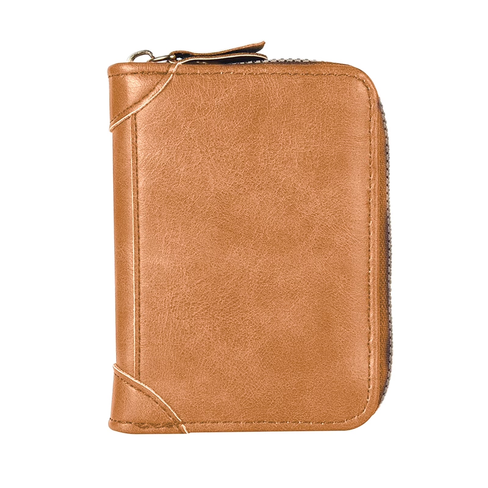 Leather Credit Card Holder Wallet RFID Blocking Secure Card Case ID Case Organizer Zipper Wallet,Zipper Card Cases Holder for Women Man Khaki