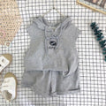 Summer Suit Korean Style Cotton Sleeveless Hooded Shorts Two-Piece Girl Western Style Suit