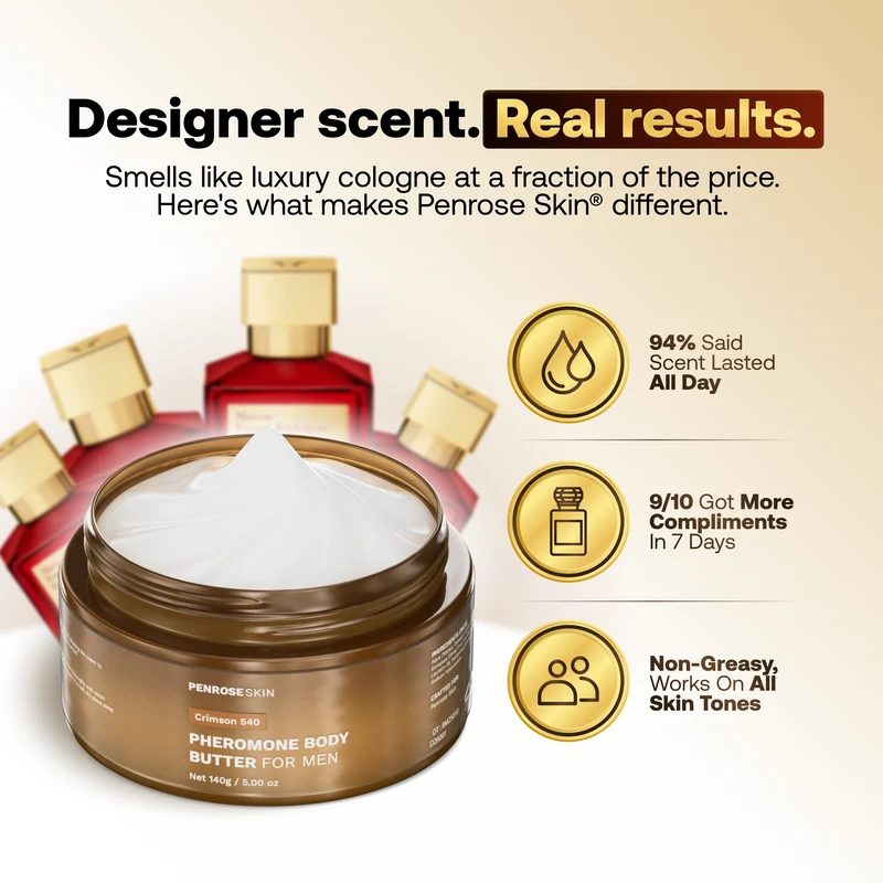 UCB "Aura Sovereign Crimson 540" Men's Pheromone Body Butter Cologne – Long-Lasting Luxury Scented Moisturizer (5.00 oz)