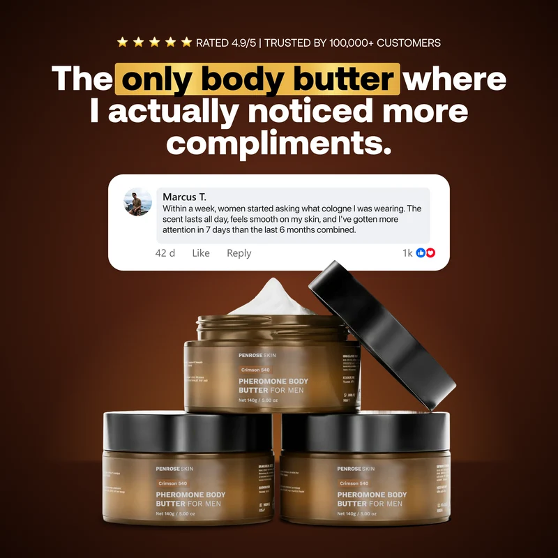 UCB "Aura Sovereign Crimson 540" Men's Pheromone Body Butter Cologne – Long-Lasting Luxury Scented Moisturizer (5.00 oz)