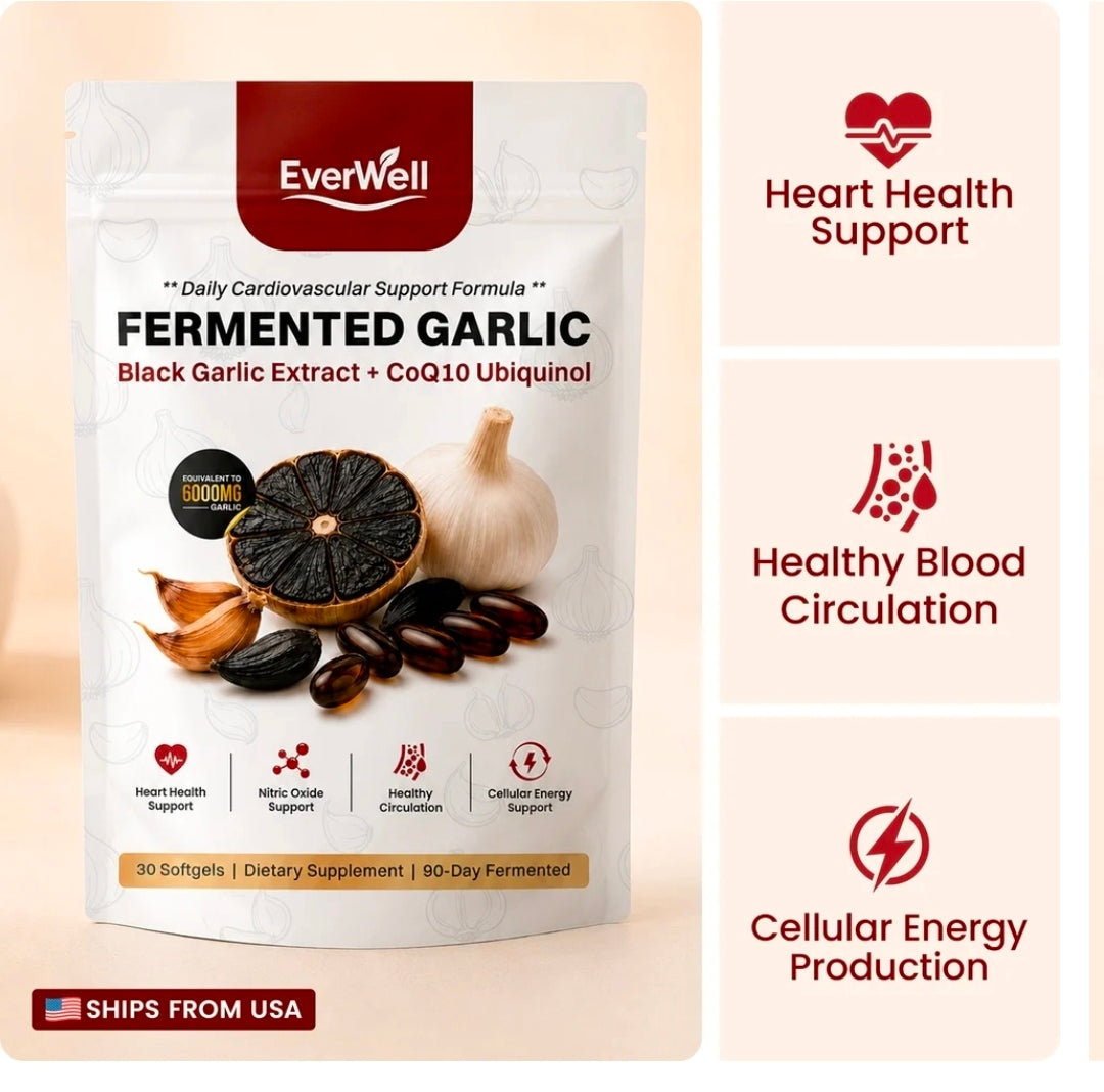 Fermented Black Garlic with CoQ10 Ubiquinol Capsules – Heart & Energy Support