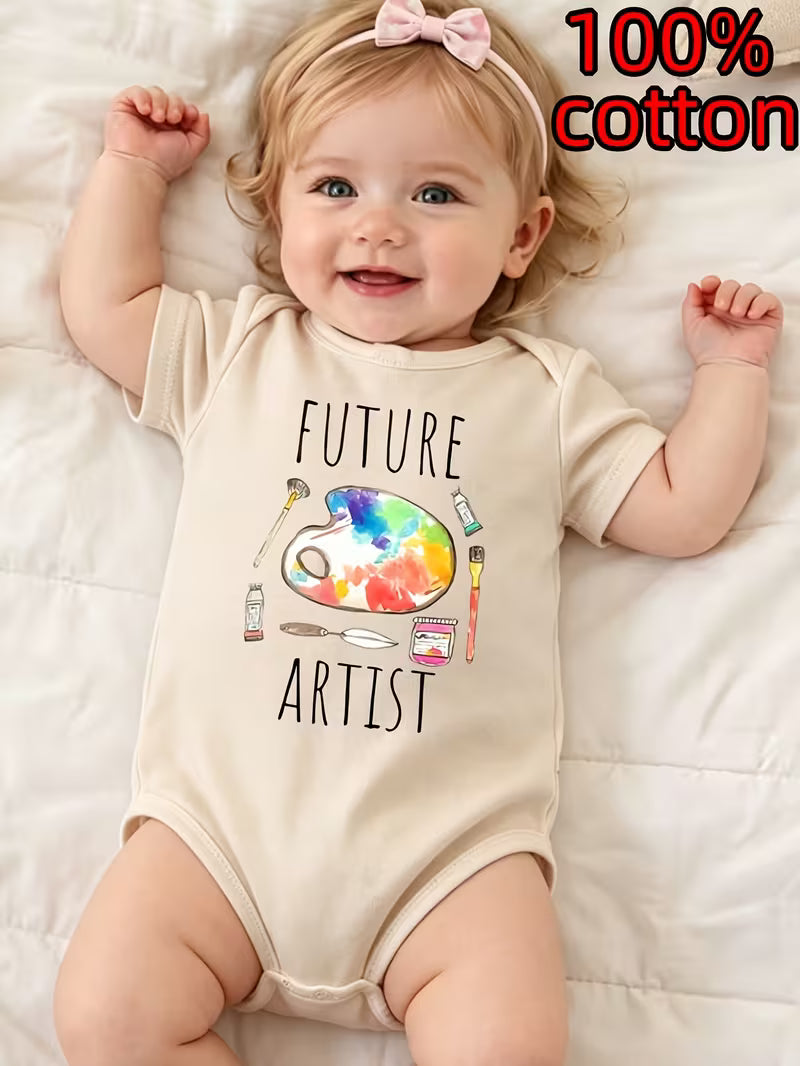 Miss Diva "Little Artist" Graphic Newborn Cotton Bodysuit Onesie