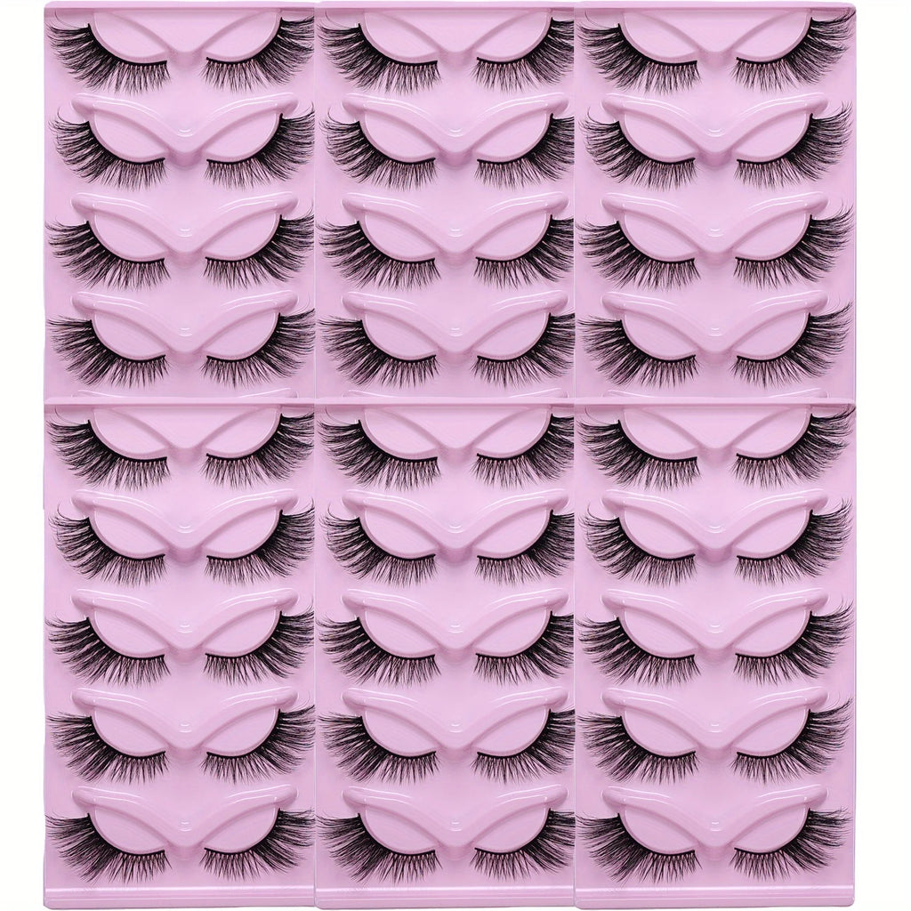 30Pairs/6Pack of Cat False Eyelashes, Thick False Eyelashes, Fluffy Cat Eye Eyelashes, Extended False Eyelashes