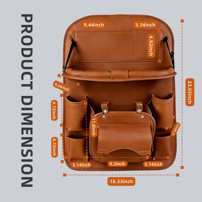 Gentleman Boutique "Aura Command Cab" PU Leather Back Seat Organizer with Foldable Work Tray