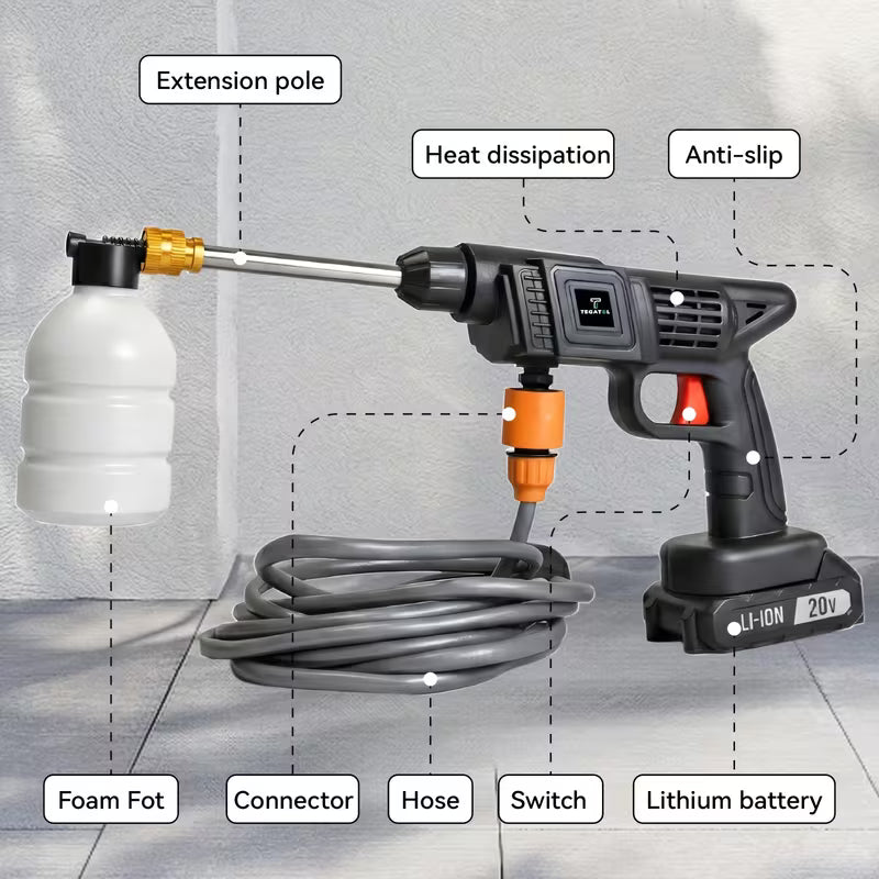 UCB "Aura Hydro-Force" 20V Wireless Portable High-Pressure Washer & Cleaning Gun System