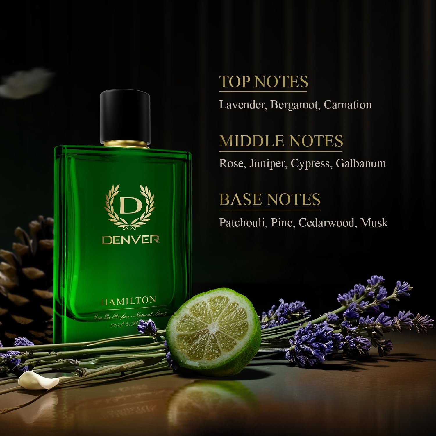 Hamilton Eau De Parfum for Men, 100Ml | Long-Lasting Fragrance and Odor Protection | Lavender, Zesty Bergamot, and Spicy Carnation Base for a Bold, Confident Appeal