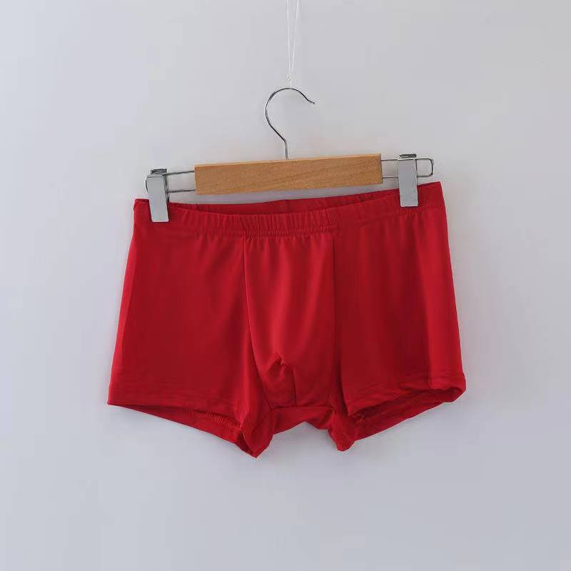 Men'S Ice Silk Solid Color Boxer Shorts