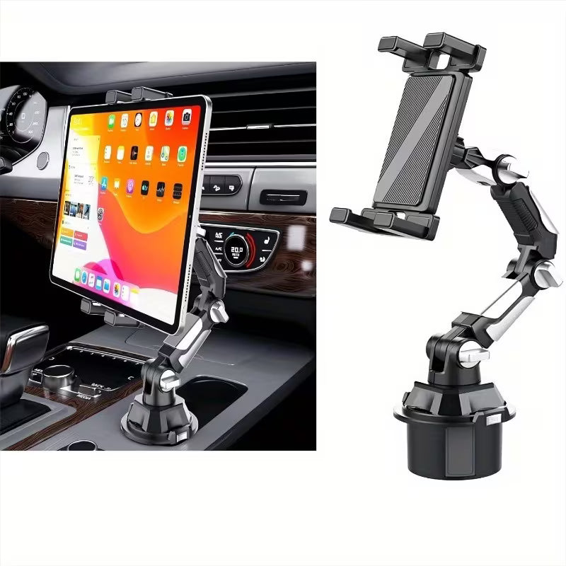 Gentleman Boutique "Aura Command Arm" Heavy-Duty Robotic 360° Cup Holder Car Mount for Tablets & Phones (4.7"–13")