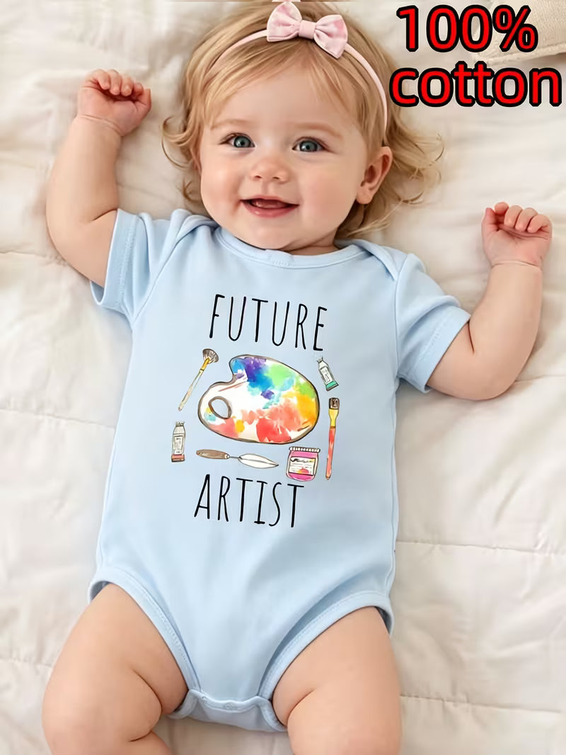 Miss Diva "Little Artist" Graphic Newborn Cotton Bodysuit Onesie