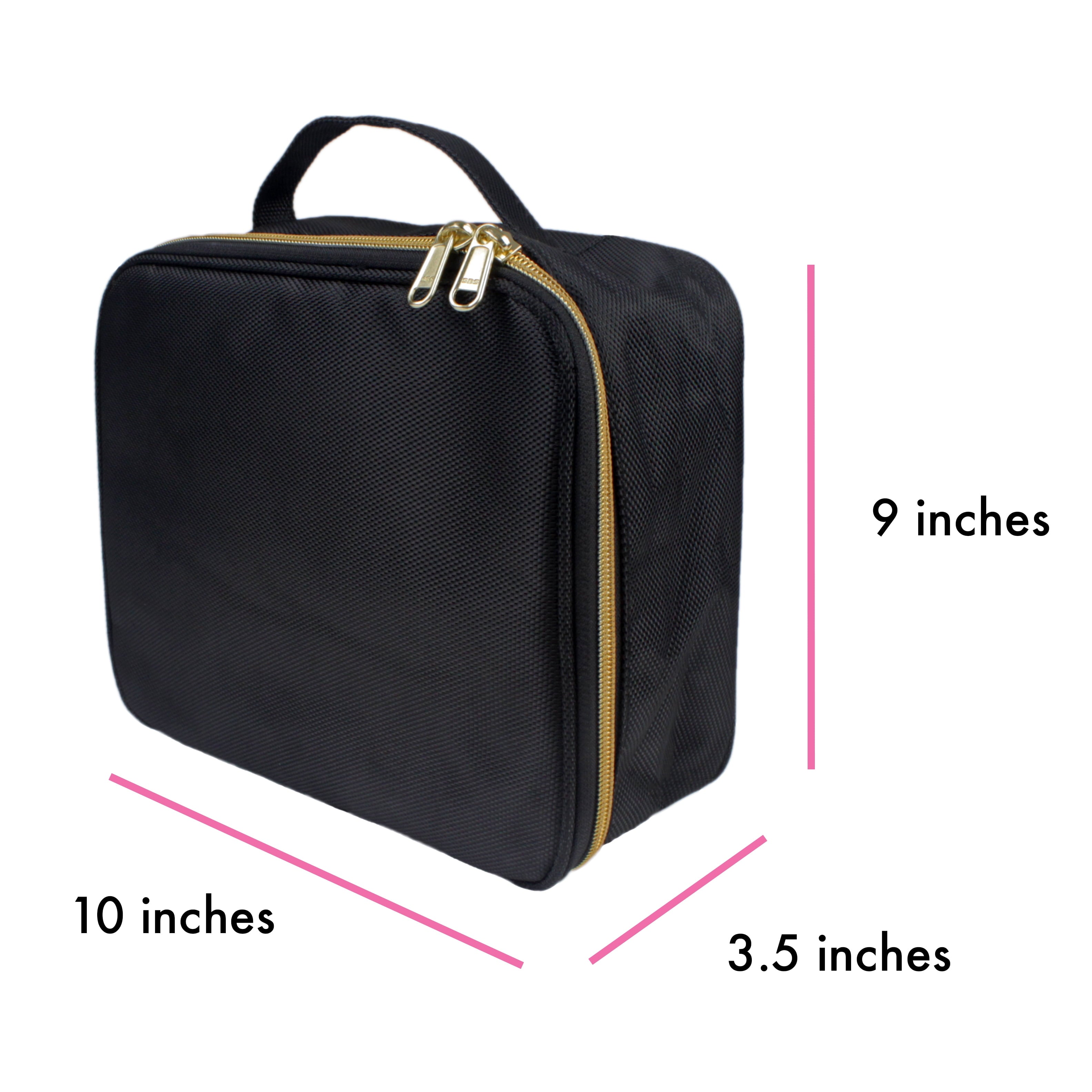 Travel Makeup Case, Adjustable Divider Makeup Bag, Black