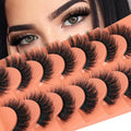 Fluffy Volume False Eyelash Cat Eye Lashes Thick Fake Eyelashes Dramatic Faux Mink Eyelash 9D Eyelashes 16Mm Eyelashes Pack 7 Pairs Lash Pack