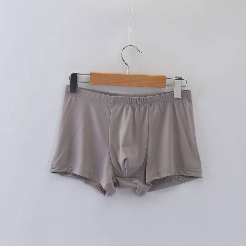 Men'S Ice Silk Solid Color Boxer Shorts
