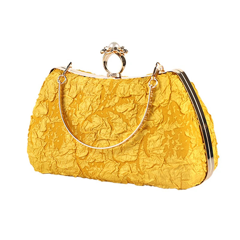 Yellow Clutch Purse Luxury for Women Wedding Luxury Designer Handbags Pearl Fashion Crossover Shoulder Bag for Party Wallets