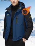 Men's Winter Thickened Snow Ski Jacket-Windproof High Quality Sports Casual Coat with Fleece Lined Warmth Detachable Hood Adjustable Cuffs High Quality Zipper Pockets Design - Ideal for Skiing, Hiking, Camping, Outdoor Winter Activities