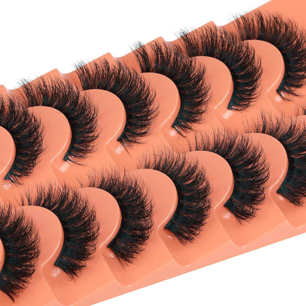 Fluffy Volume False Eyelash Cat Eye Lashes Thick Fake Eyelashes Dramatic Faux Mink Eyelash 9D Eyelashes 16Mm Eyelashes Pack 7 Pairs Lash Pack
