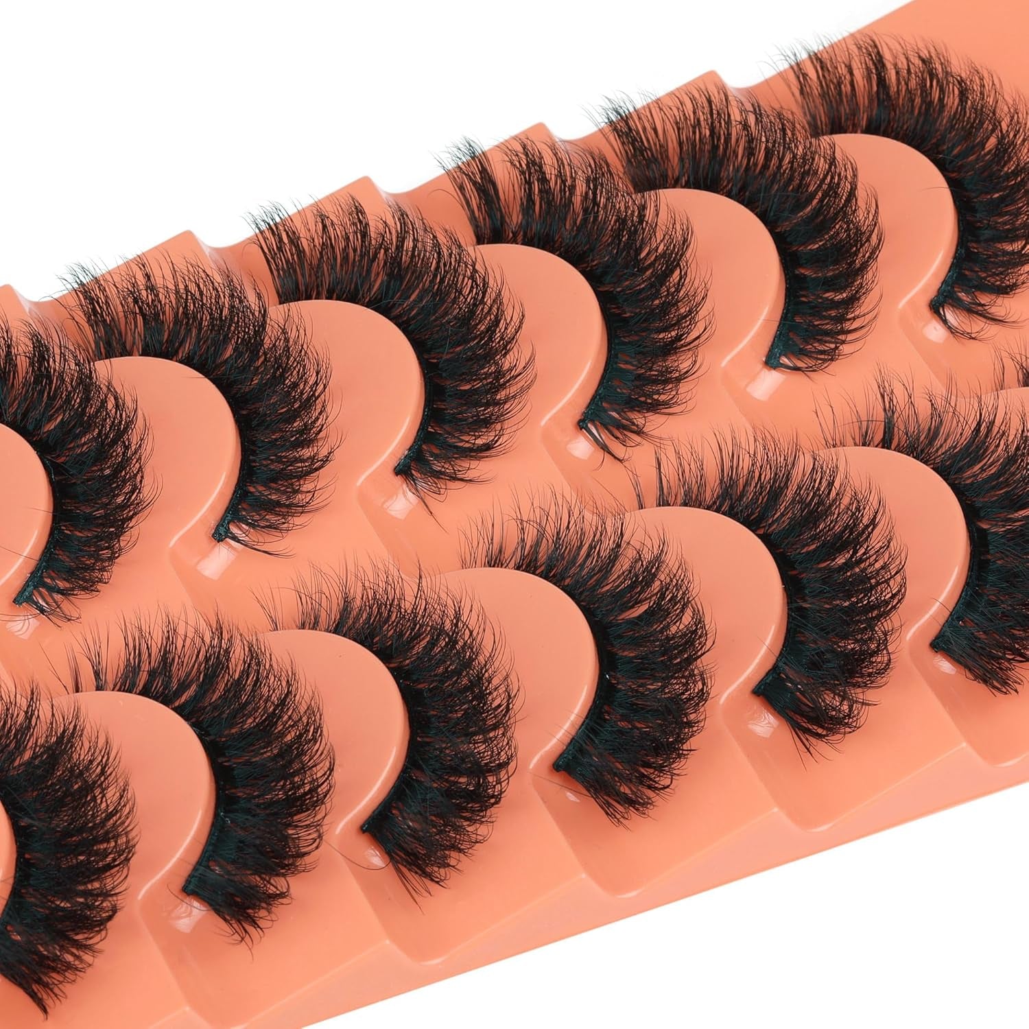 Fluffy Volume False Eyelash Cat Eye Lashes Thick Fake Eyelashes Dramatic Faux Mink Eyelash 9D Eyelashes 16Mm Eyelashes Pack 7 Pairs Lash Pack