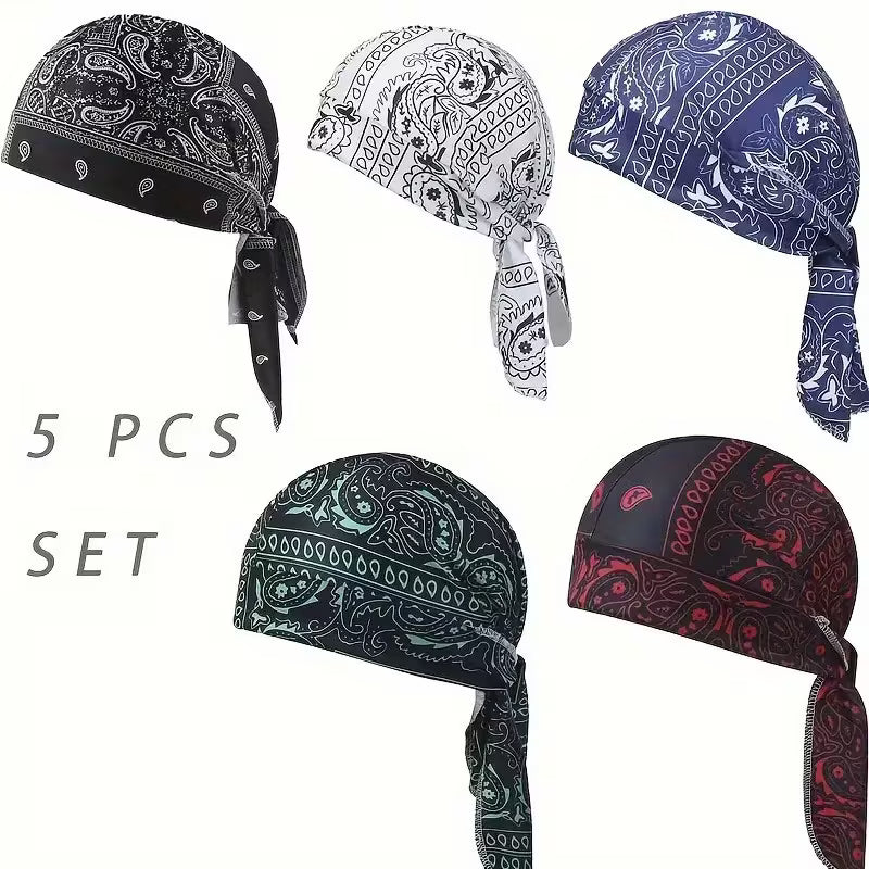 UCB "Aura Shield" Performance Cooling Helmet Liners & Motorcycle Bandanas (5-Pack)